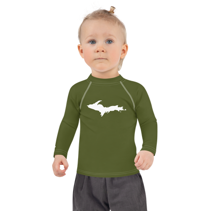 Michigan Upper Peninsula Rash Guard (w/ UP Outline) | Toddler - Army Green