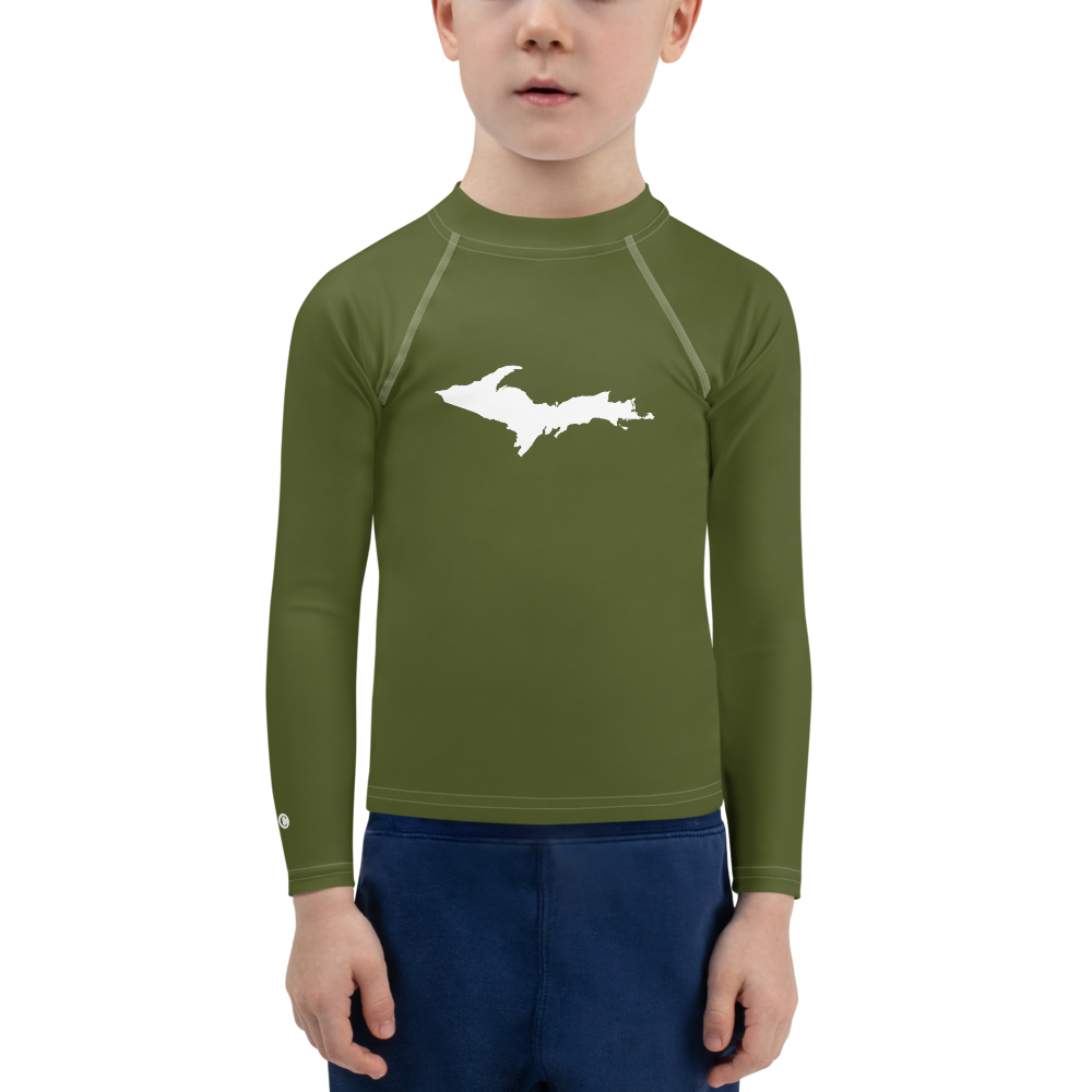 Michigan Upper Peninsula Rash Guard (w/ UP Outline) | Toddler - Army Green