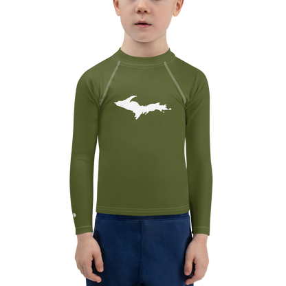 Michigan Upper Peninsula Rash Guard (w/ UP Outline) | Toddler - Army Green