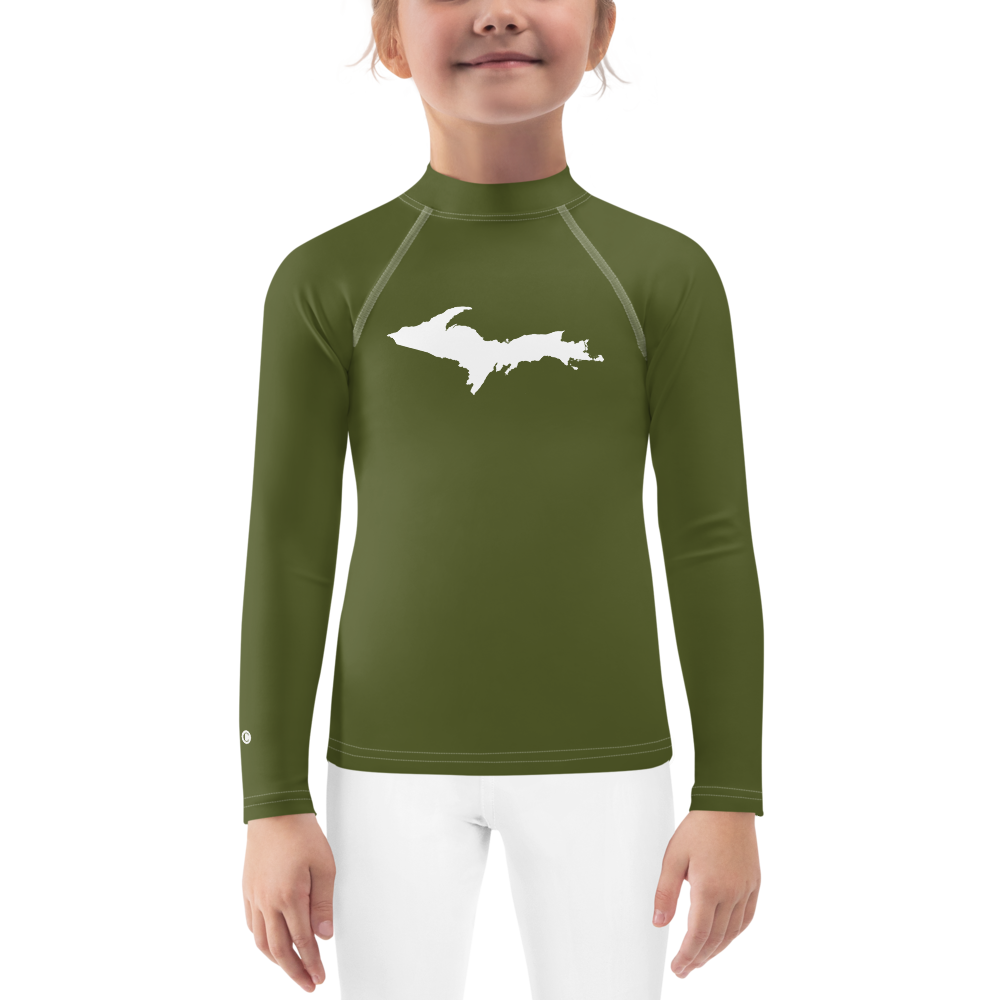 Michigan Upper Peninsula Rash Guard (w/ UP Outline) | Toddler - Army Green