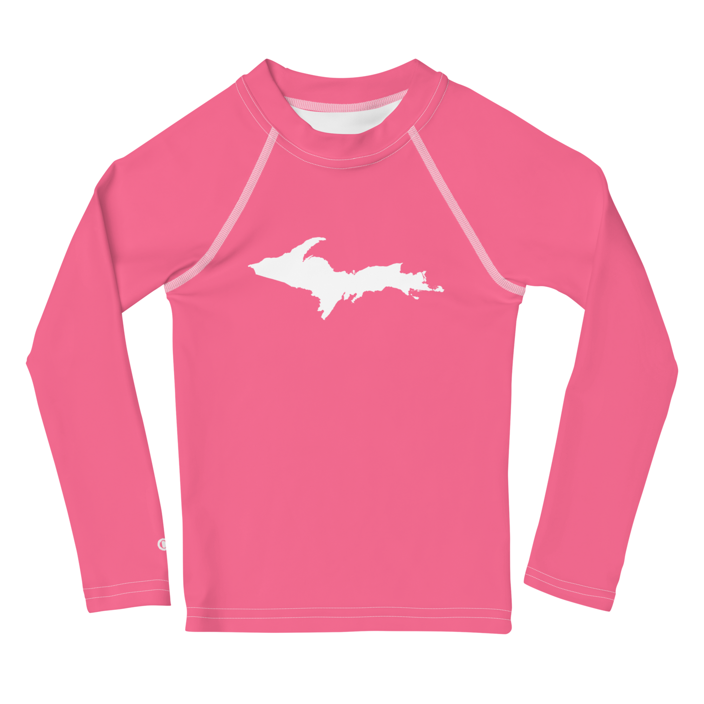 Michigan Upper Peninsula Rash Guard (w/ UP Outline) | Toddler - Rhodochrosite Pink