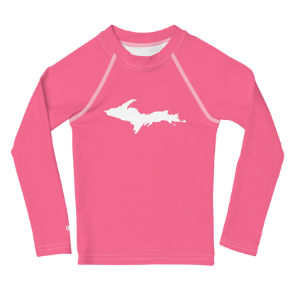 Michigan Upper Peninsula Rash Guard (w/ UP Outline) | Toddler - Rhodochrosite Pink