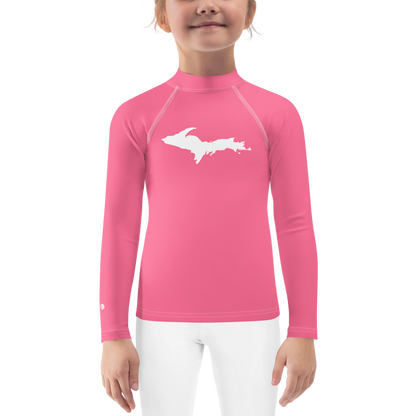 Michigan Upper Peninsula Rash Guard (w/ UP Outline) | Toddler - Rhodochrosite Pink