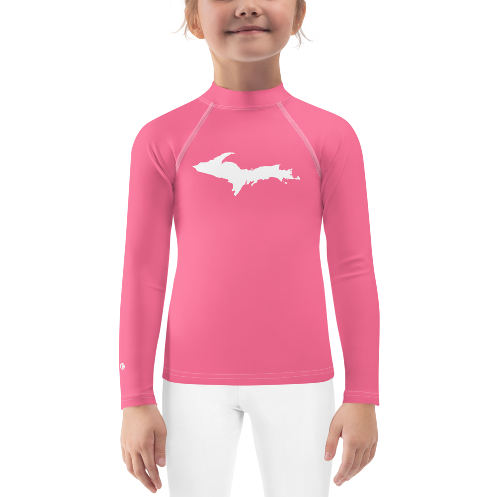 Michigan Upper Peninsula Rash Guard (w/ UP Outline) | Toddler - Rhodochrosite Pink