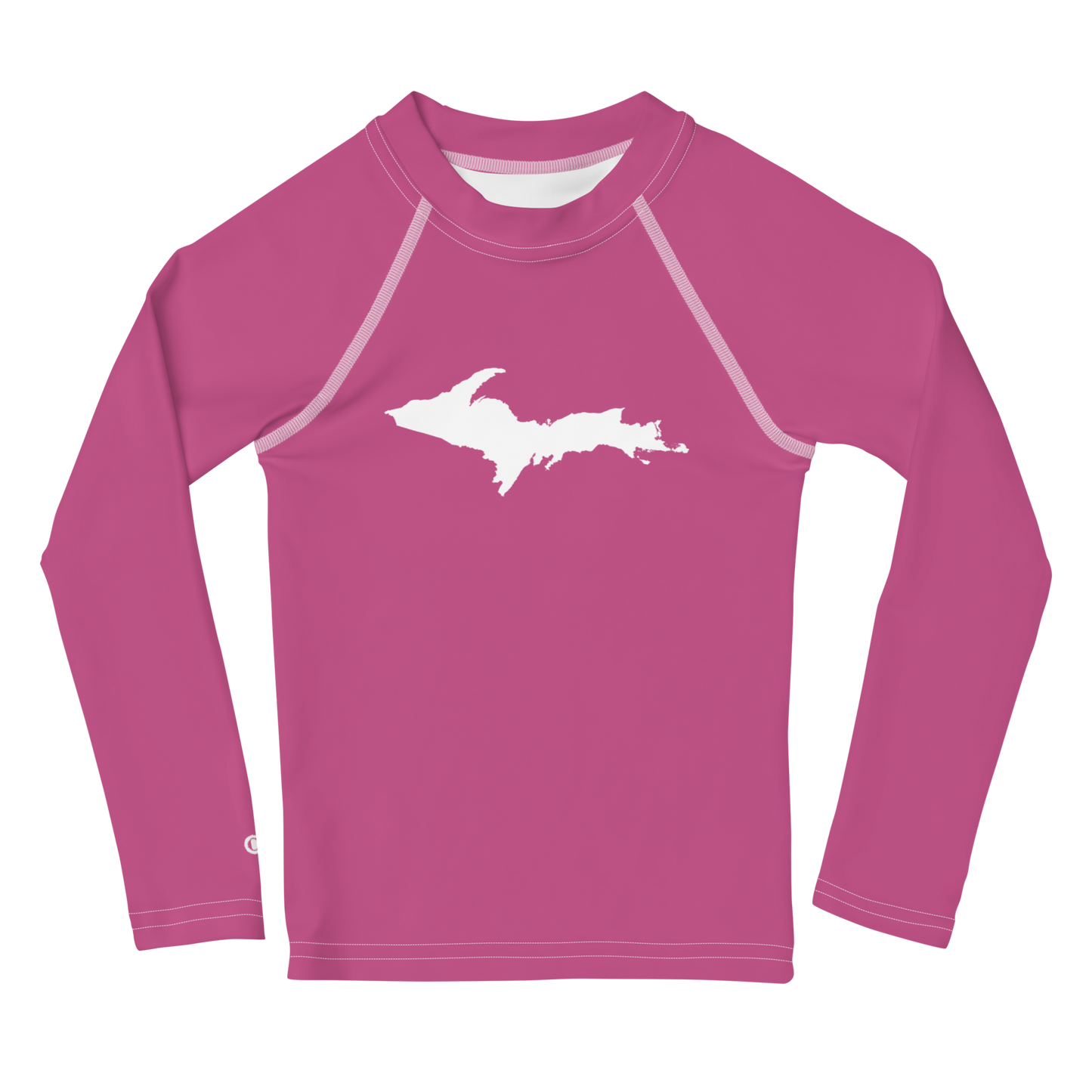 Michigan Upper Peninsula Rash Guard (w/ UP Outline) | Toddler - Apple Blossom Pink