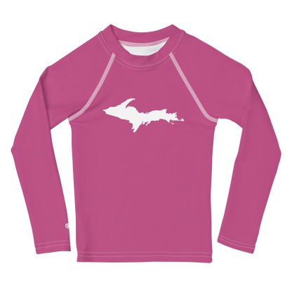 Michigan Upper Peninsula Rash Guard (w/ UP Outline) | Toddler - Apple Blossom Pink