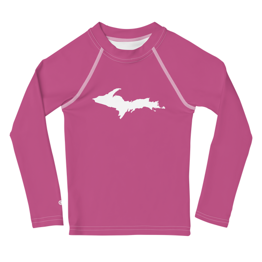 Michigan Upper Peninsula Rash Guard (w/ UP Outline) | Toddler - Apple Blossom Pink