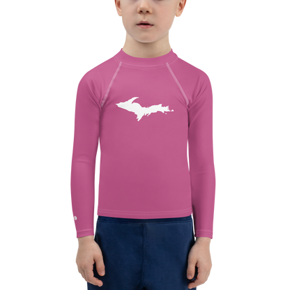 Michigan Upper Peninsula Rash Guard (w/ UP Outline) | Toddler - Apple Blossom Pink