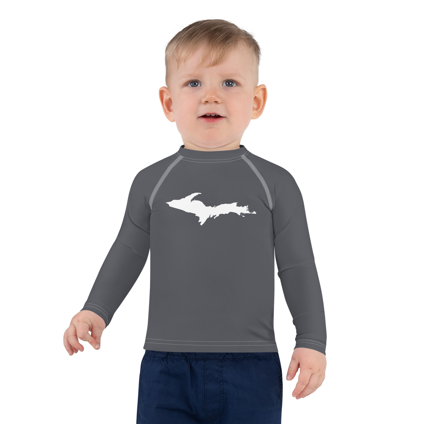 Michigan Upper Peninsula Rash Guard (w/ UP Outline) | Toddler - Iron Ore Grey