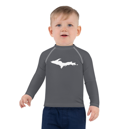 Michigan Upper Peninsula Rash Guard (w/ UP Outline) | Toddler - Iron Ore Grey