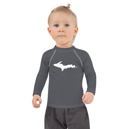 Michigan Upper Peninsula Rash Guard (w/ UP Outline) | Toddler - Iron Ore Grey