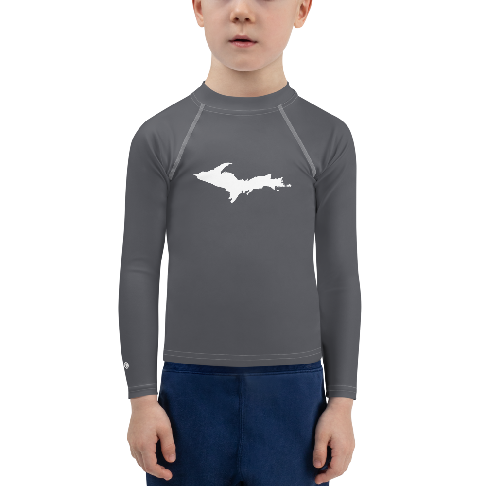 Michigan Upper Peninsula Rash Guard (w/ UP Outline) | Toddler - Iron Ore Grey