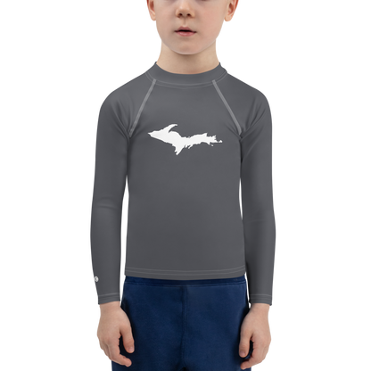 Michigan Upper Peninsula Rash Guard (w/ UP Outline) | Toddler - Iron Ore Grey