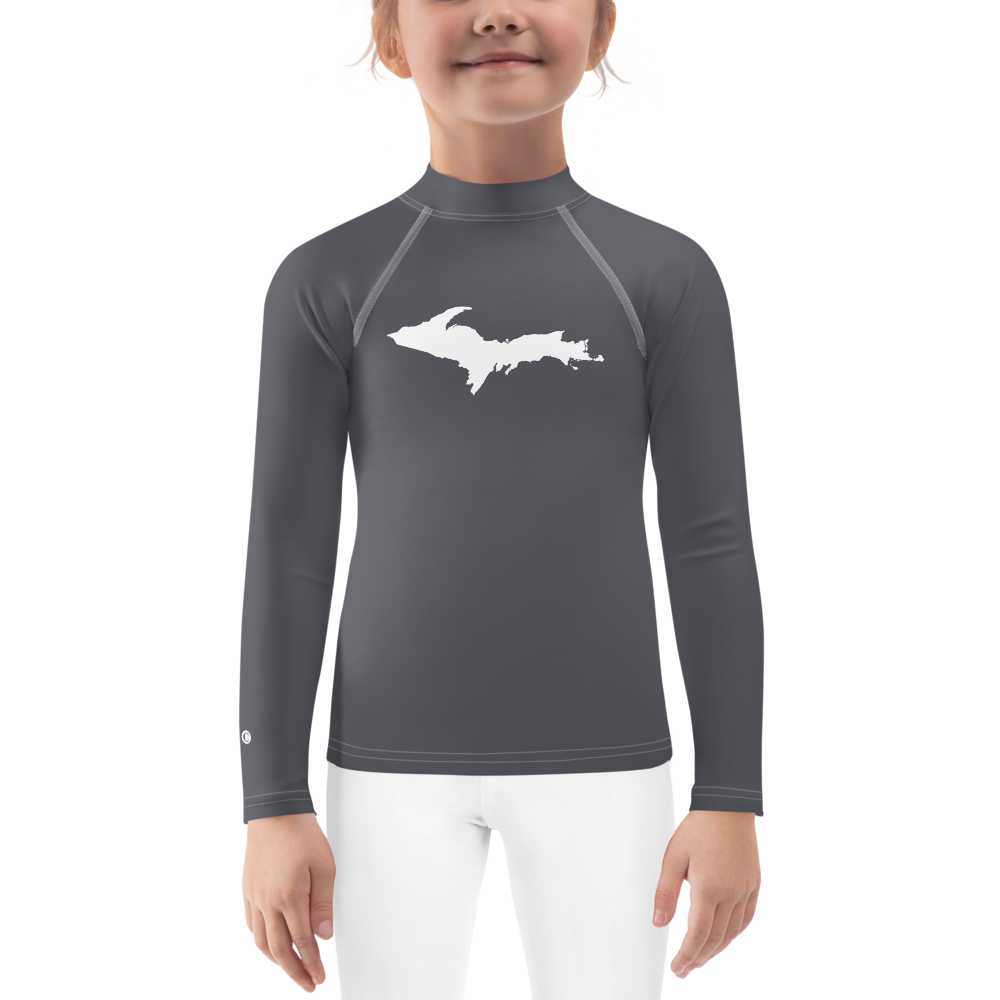 Michigan Upper Peninsula Rash Guard (w/ UP Outline) | Toddler - Iron Ore Grey