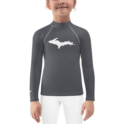 Michigan Upper Peninsula Rash Guard (w/ UP Outline) | Toddler - Iron Ore Grey