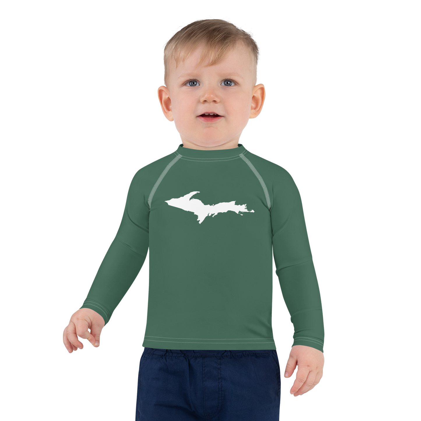 Michigan Upper Peninsula Rash Guard (w/ UP Outline) | Toddler - Ginger Ale Green