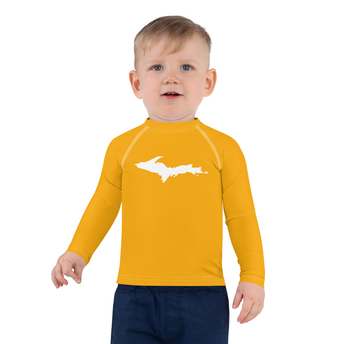 Michigan Upper Peninsula Rash Guard (w/ UP Outline) | Toddler - Birch Bark Orange