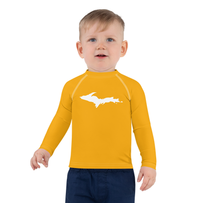 Michigan Upper Peninsula Rash Guard (w/ UP Outline) | Toddler - Birch Bark Orange