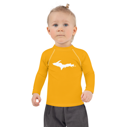 Michigan Upper Peninsula Rash Guard (w/ UP Outline) | Toddler - Birch Bark Orange