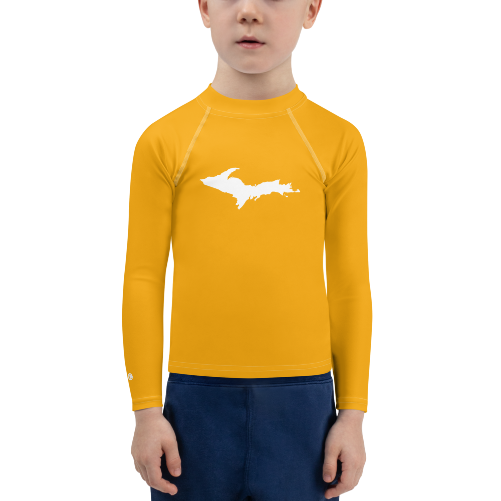 Michigan Upper Peninsula Rash Guard (w/ UP Outline) | Toddler - Birch Bark Orange