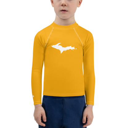 Michigan Upper Peninsula Rash Guard (w/ UP Outline) | Toddler - Birch Bark Orange