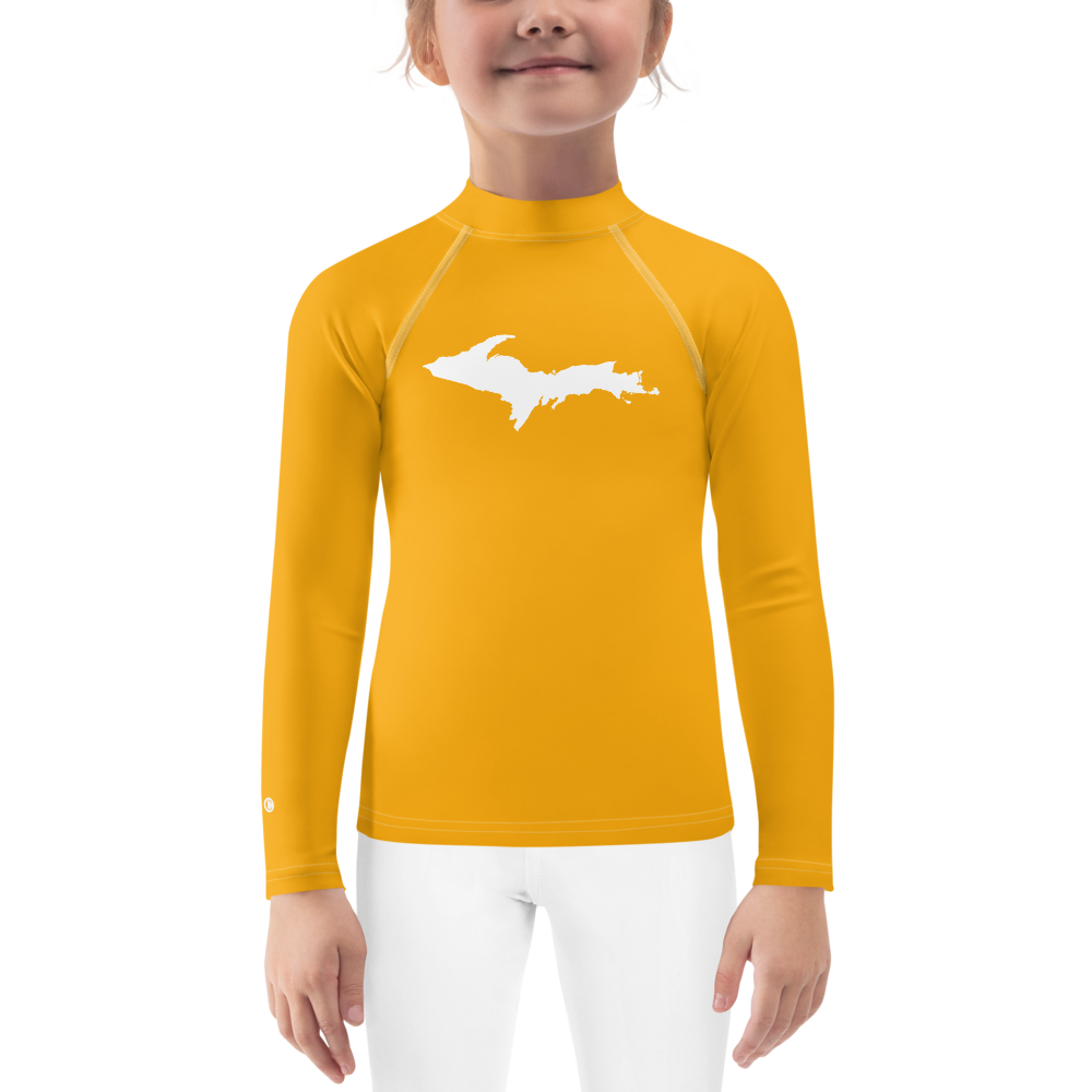 Michigan Upper Peninsula Rash Guard (w/ UP Outline) | Toddler - Birch Bark Orange