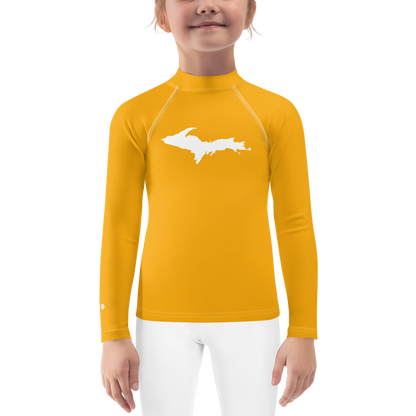 Michigan Upper Peninsula Rash Guard (w/ UP Outline) | Toddler - Birch Bark Orange