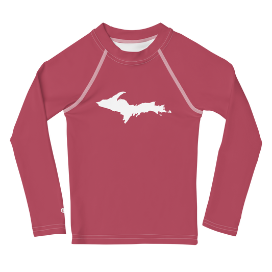 Michigan Upper Peninsula Rash Guard (w/ UP Outline) | Toddler - Popstar Pink