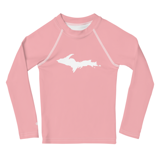 Michigan Upper Peninsula Rash Guard (w/ UP Outline) | Toddler - Strawberry Pink