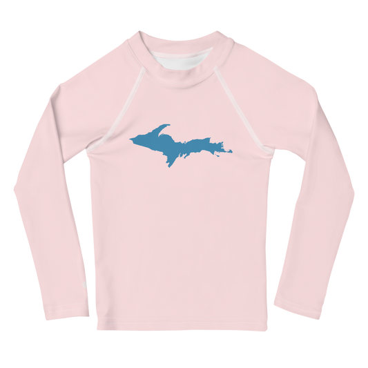 Michigan Upper Peninsula Rash Guard (w/ UP Outline) | Toddler - Pale Pink