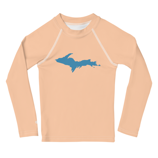 Michigan Upper Peninsula Rash Guard (w/ UP Outline) | Toddler - Peach