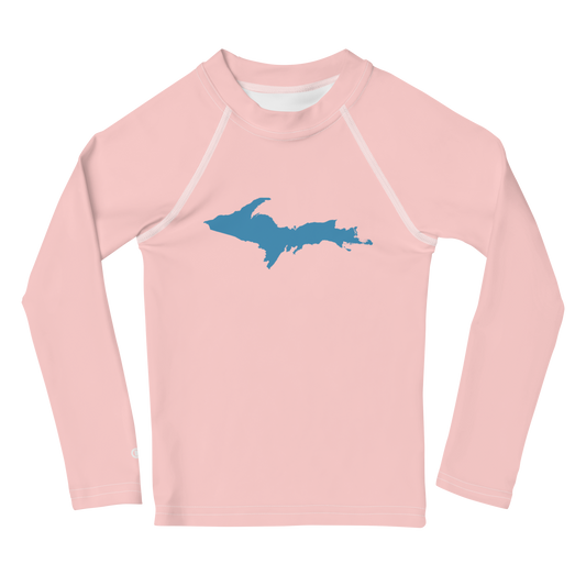 Michigan Upper Peninsula Rash Guard (w/ UP Outline) | Toddler - Cosmos Pink