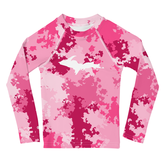 Michigan Upper Peninsula Rash Guard (w/ UP Outline) | Toddler - Pink Camo