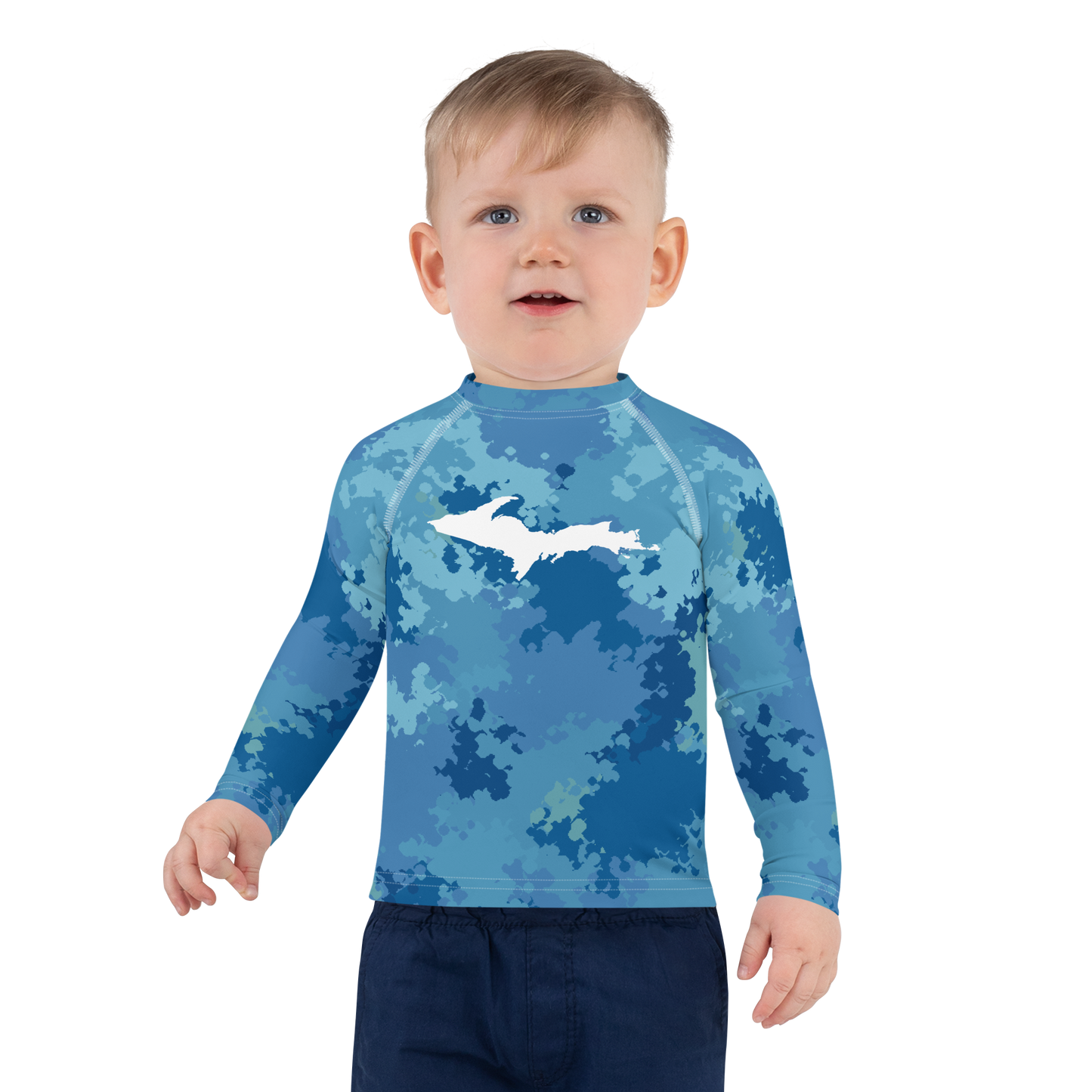 Michigan Upper Peninsula Rash Guard (w/ UP Outline) | Toddler - Great Lakes Camo