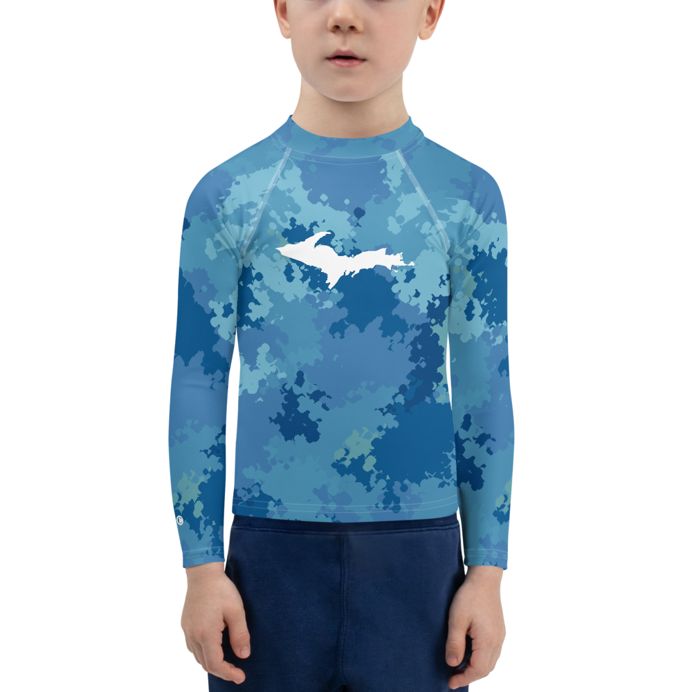 Michigan Upper Peninsula Rash Guard (w/ UP Outline) | Toddler - Great Lakes Camo