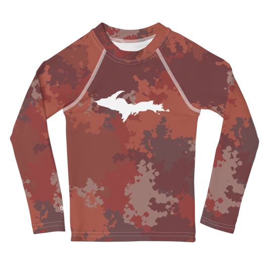 Michigan Upper Peninsula Rash Guard (w/ UP Outline) | Toddler - Ore Dock Red