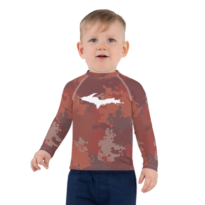 Michigan Upper Peninsula Rash Guard (w/ UP Outline) | Toddler - Ore Dock Red