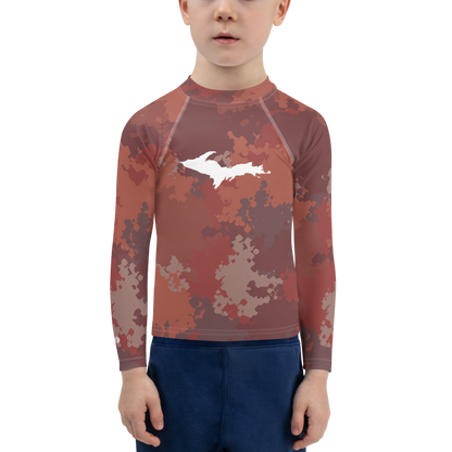 Michigan Upper Peninsula Rash Guard (w/ UP Outline) | Toddler - Ore Dock Red