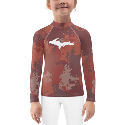 Michigan Upper Peninsula Rash Guard (w/ UP Outline) | Toddler - Ore Dock Red