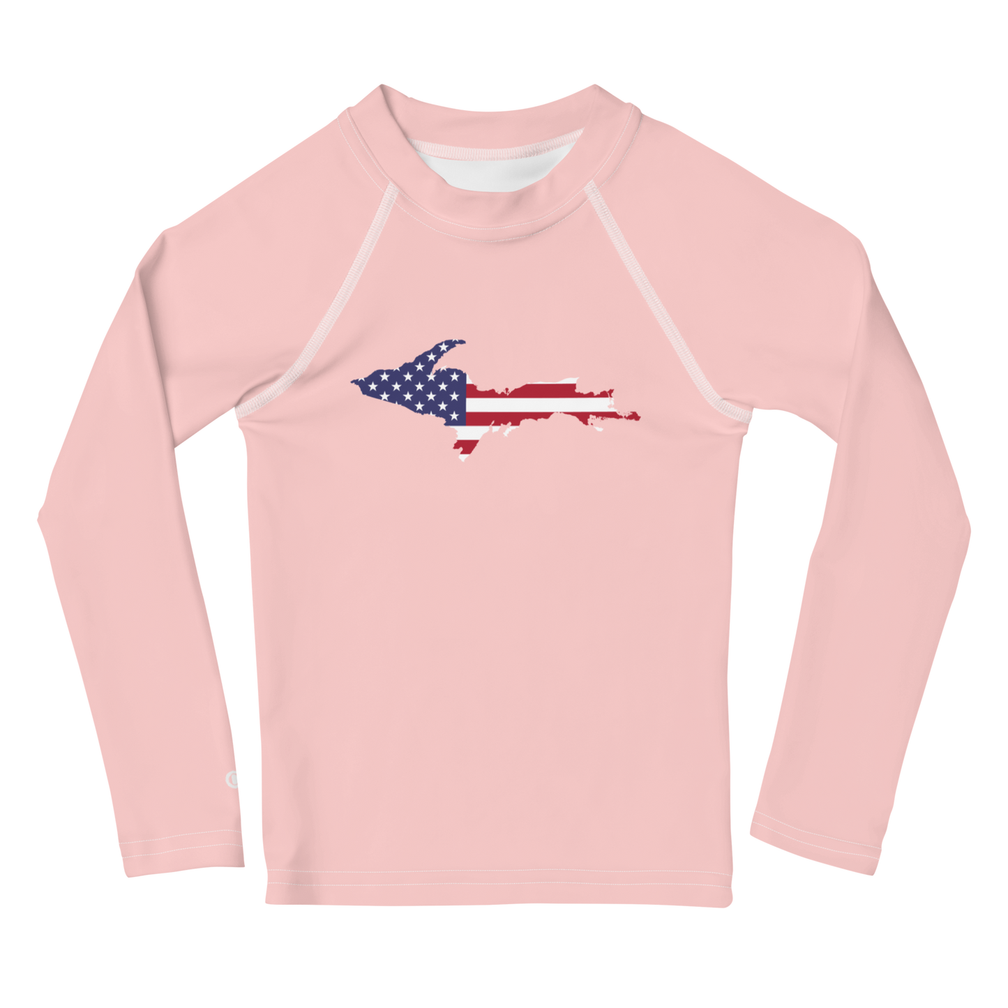 Michigan Upper Peninsula Rash Guard (w/ UP USA Flag) | Toddler - Cosmos Pink