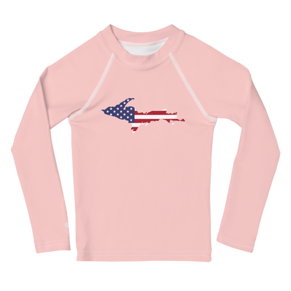 Michigan Upper Peninsula Rash Guard (w/ UP USA Flag) | Toddler - Cosmos Pink