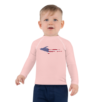 Michigan Upper Peninsula Rash Guard (w/ UP USA Flag) | Toddler - Cosmos Pink