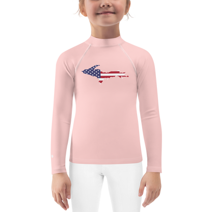 Michigan Upper Peninsula Rash Guard (w/ UP USA Flag) | Toddler - Cosmos Pink