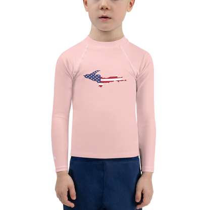 Michigan Upper Peninsula Rash Guard (w/ UP USA Flag) | Toddler - Cosmos Pink