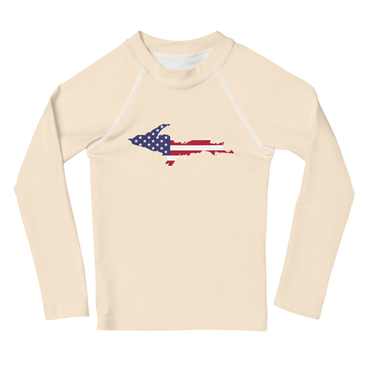 Michigan Upper Peninsula Rash Guard (w/ UP USA Flag) | Toddler - Champagne White