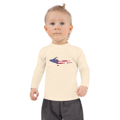 Michigan Upper Peninsula Rash Guard (w/ UP USA Flag) | Toddler - Champagne White