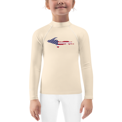 Michigan Upper Peninsula Rash Guard (w/ UP USA Flag) | Toddler - Champagne White