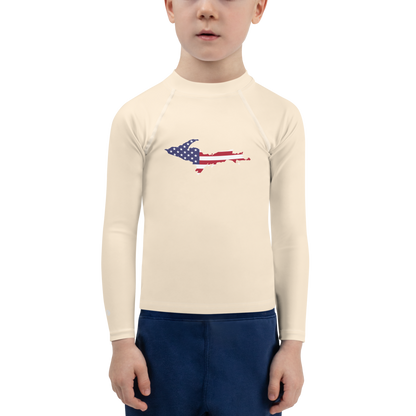 Michigan Upper Peninsula Rash Guard (w/ UP USA Flag) | Toddler - Champagne White