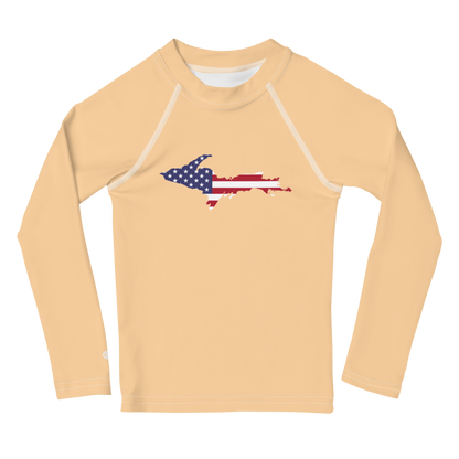 Michigan Upper Peninsula Rash Guard (w/ UP USA Flag) | Toddler - Pale Apricot