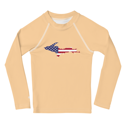 Michigan Upper Peninsula Rash Guard (w/ UP USA Flag) | Toddler - Pale Apricot